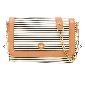 Tory Burch Black and White Striped Crossbody Bag